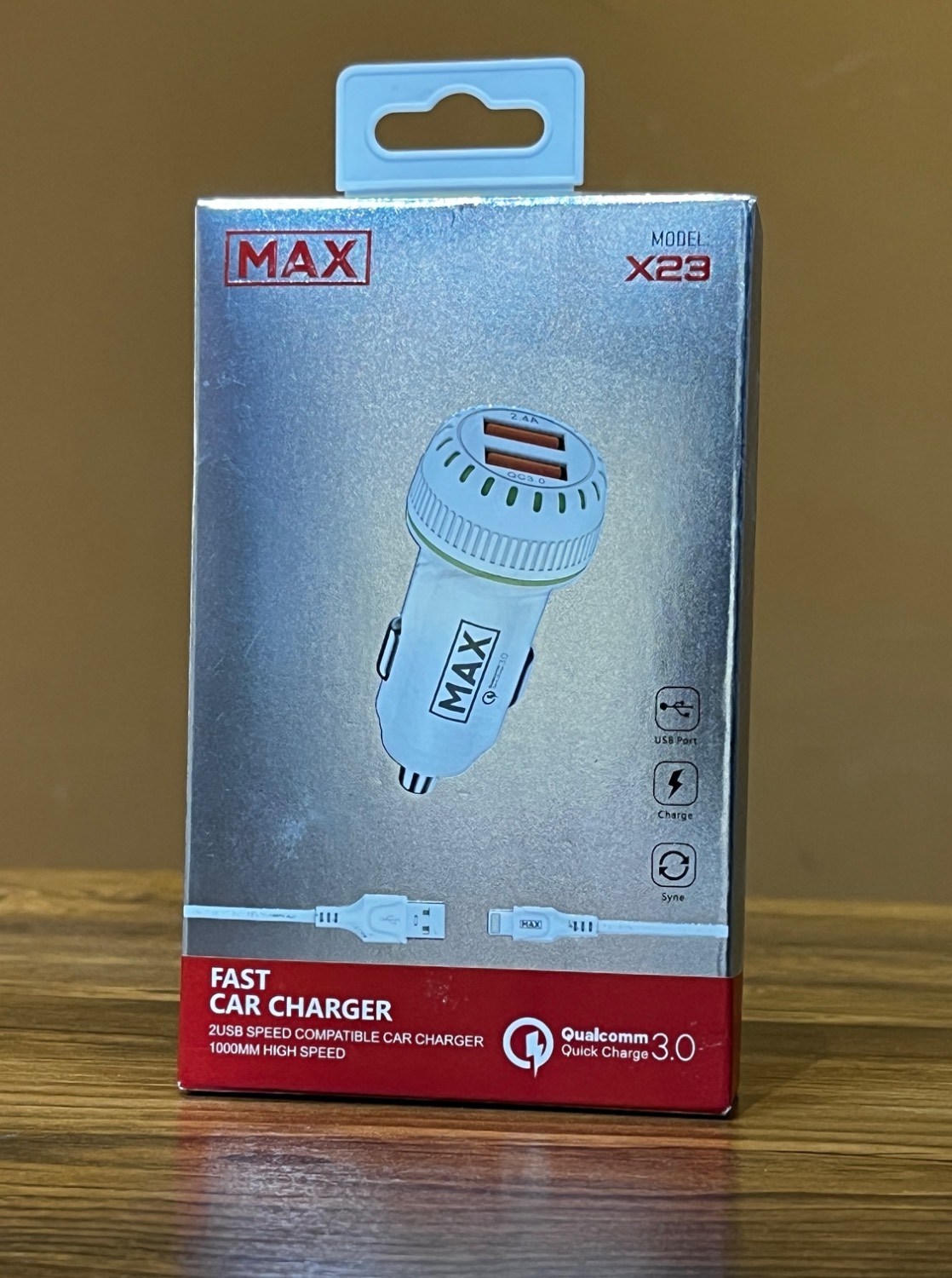شارژر فندکی max مدل x23 همراه کابل شارژ 30 وات