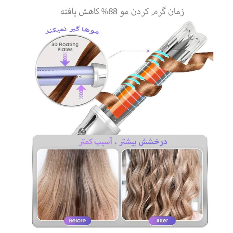 فر کننده و حالت دهنده مو شیگلم مدل Airflow Styler Pro-25mm چرخشی (اصل)